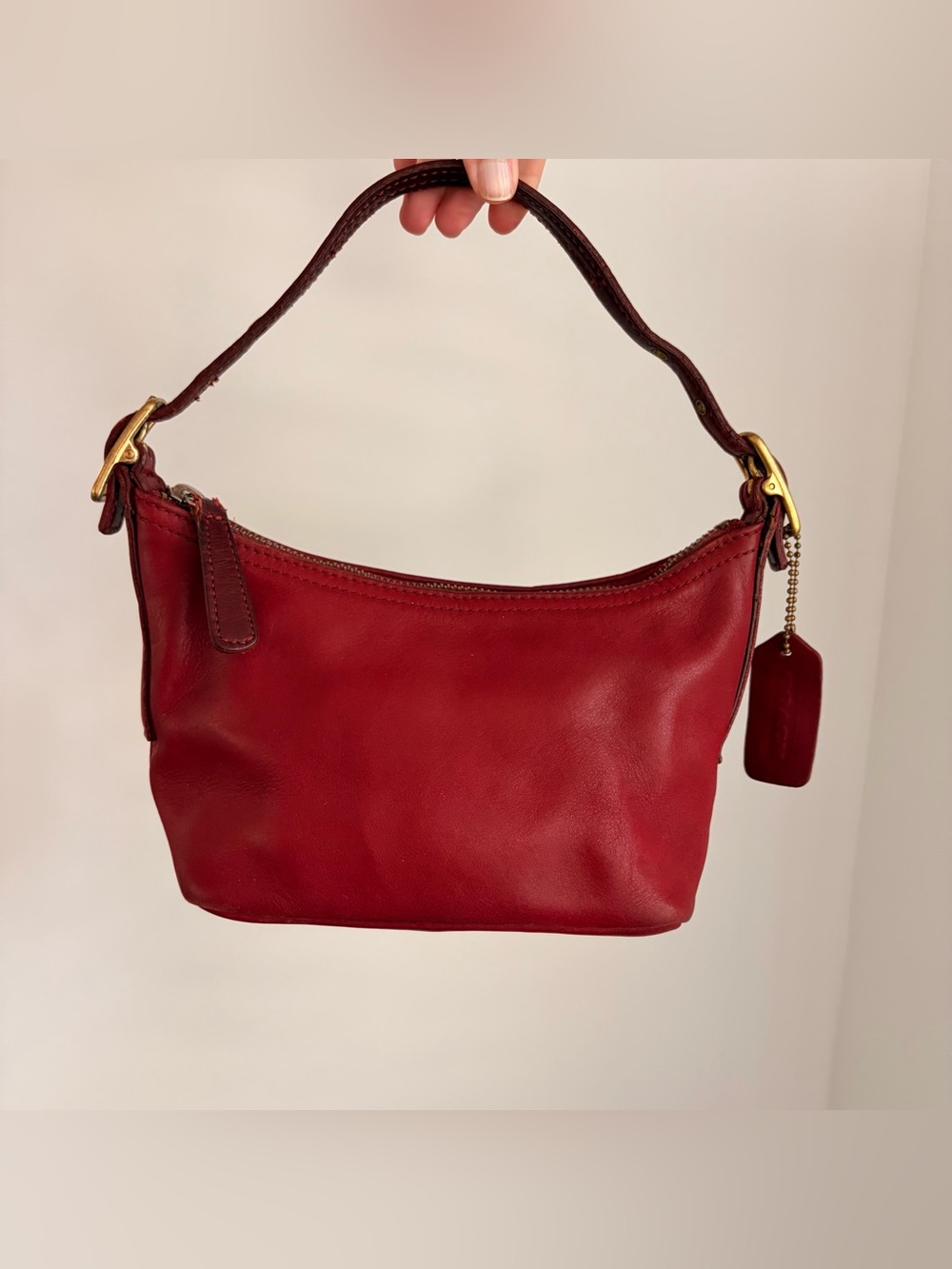 Vintage Coach Coach 9844 Demi Hobo Baguette Shoulder Bag Red Leather